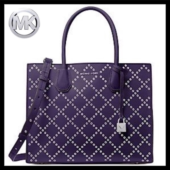 MICHAEL KORS Mercer Stud and Grommet Convertible Large Leather Tote - Picture 1 of 13